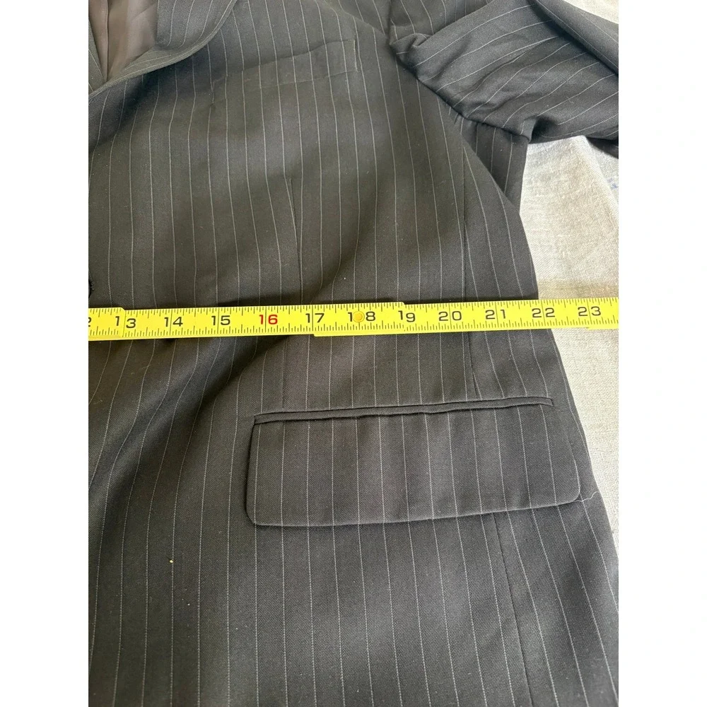 Mens 46S Brown Pinstripe 2 Piece Suit Two Button Blazer Trousers 46 Short 36x29